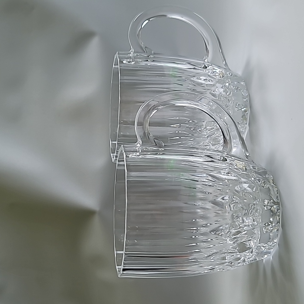Cristal D'Arques-Durand cups two Bretagne lead crystal clear hot beverage GIFT